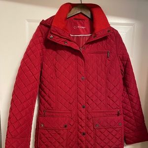 NWOT Red Quilted Hooded Calvin Klein Jacket M / L